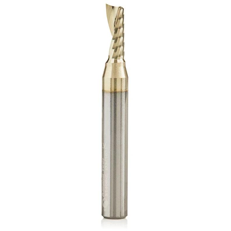51408-Z Spiral O Single Flute Aluminum Cutting Up-Cut ZrN Coated Mirror Finish Router Bit 3/16"D 1/2"CH 1/4"SH 2"L 